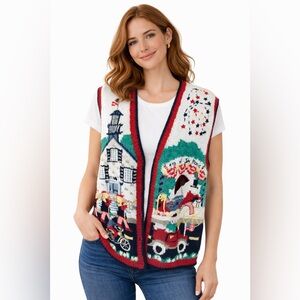 Vintage Heirlooms Handknit 4th of July Sweater Vest Patriotic Americana XL